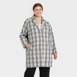Women's Plaid Overcoat - A New Day™ Gray