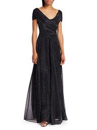 Metallic Off-The-Shoulder Ball Gown