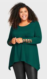 Stud Caged Sleeve Top - ivy