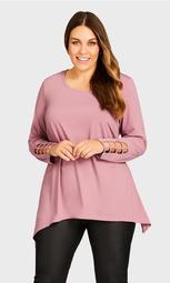 Stud Caged Sleeve Top - rose