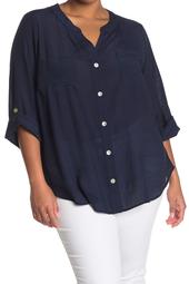Button Front Roll Tab Tunic
