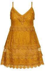 Nouveau Lace Dress - gold