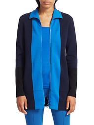 Milano Stretch-Wool Knit Colorblock Zip Jacket