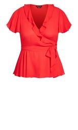 Wrap Frills Top - red