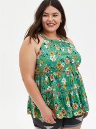 Green Floral Eyelet Tiered Babydoll
