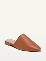 Faux-Leather Mule Almond-Toe Flats for Women