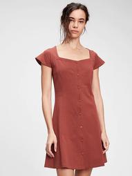 Button-Front Flare Dress