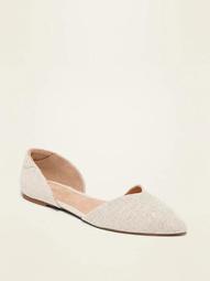 Textile Pointy-Toe D'Orsay Flats for Women