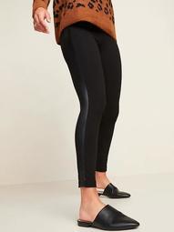 High-Waisted Faux-Leather Panel Leggings for Women