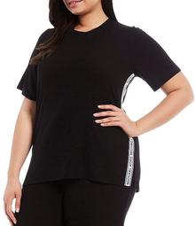MICHAEL Michael Kors Plus Size Slinky Waffle Knit Logo Tape T-Shirt