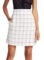 Grid Tweed Pencil Skirt