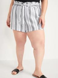 High-Waisted Tie-Belt Linen-Blend Plus-Size Shorts -- 4.5-inch inseam