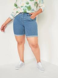 Mid-Rise Secret-Slim Plus-Size Bermuda Jean Shorts -- 9-inch inseam
