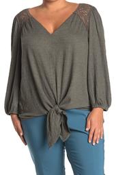 3/4 Sleeve Knot Front Top