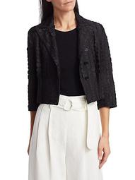 Dot Embroidered Cropped Jacket