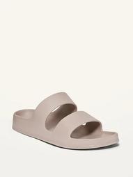 Solid-Color Double-Strap Slide Sandals for Women