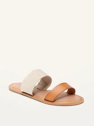 Faux-Leather/Textile Double-Strap Sandals for Women