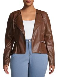 Mark Alan Women's Plus Size Vegan Leather Peplum Jacket