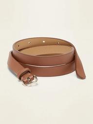 Skinny Faux-Leather Belt for Women (0.50-inch)
