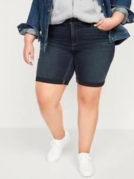 Mid-Rise Secret-Slim Pockets Plus Size Bermuda Jean Shorts -- 9-inch inseam
