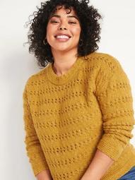 Textured Cable-Knit Plus-Size Pointelle Sweater