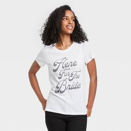 Women's Here for the Bride Short Sleeve Graphic T-Shirt - White