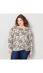 Knot Front Paisley Blouse