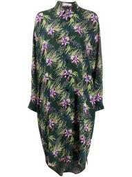 floral print silk shirt dress