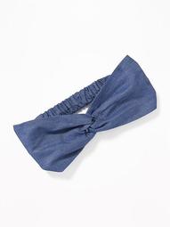 Knotted Chambray Head Wrap For Women