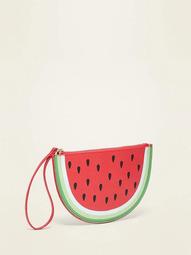 Faux-Leather Watermelon Wristlet Bag for Women