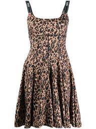 flared leopard print mini dress