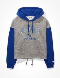 Tailgate Women's LA Dodgers Colorblock Cropped Hoodie