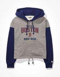 Tailgate Women's Boston Red Sox Colorblock Cropped Hoodie
