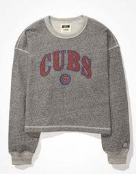 Tailgate Women's Chicago Cubs Raw Hem Cropped Sweatshirt