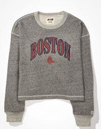 Tailgate Women's Boston Red Sox Raw Hem Cropped Sweatshirt