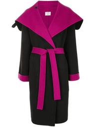 colour-block wool-blend coat