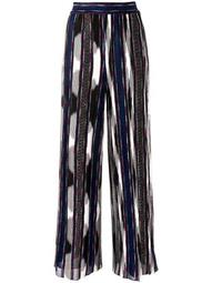 high-waisted silk stripe trousers