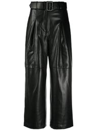 wide leg faux-leather trousers