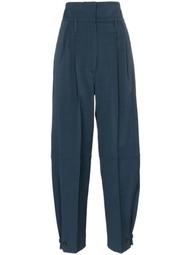 high-waisted belted tailored trousers