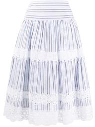 lace-trim striped skirt