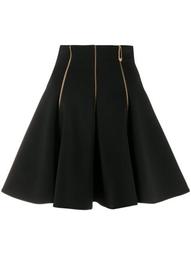 zip-detail pleated skirt