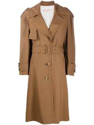 belted single-breasted trench coat