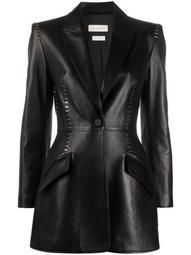 Stapled leather blazer