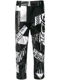 multi fabric patchwork trousers