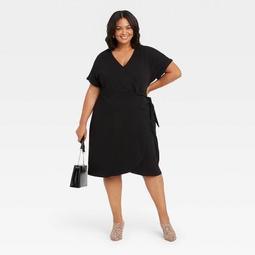 Women's Plus Size Short Sleeve Wrap Dress - Ava & Viv™