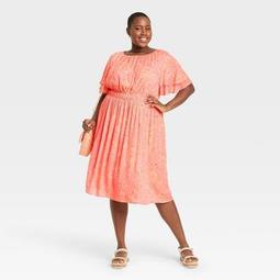 Women's Plus Size Short Sleeve Flutter Dress - Ava & Viv™