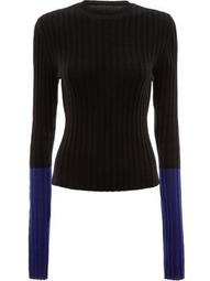 ribbed contrast sleeve sweater