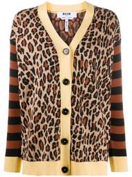 leopard print striped cardigan