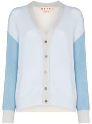 contrasting-sleeve buttoned cardigan