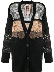 floral embroidered open knit cardigan